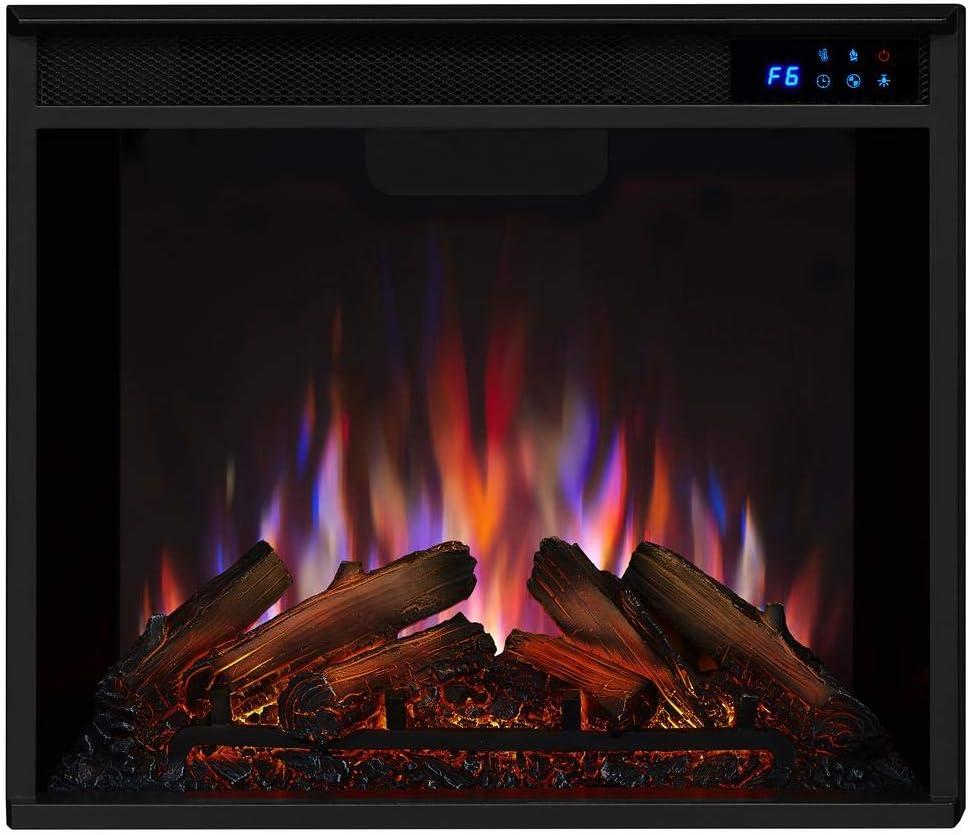 Compact Black Electric Fireplace Heater with Mantel