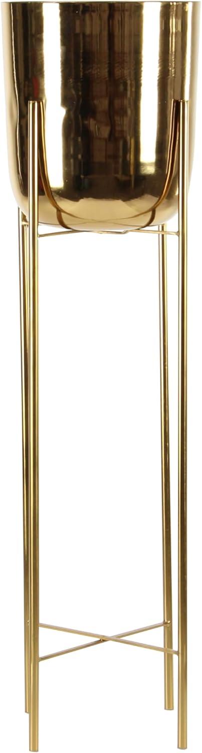 Elegant Gold Dome Metal Planters with Stand, Set of 2