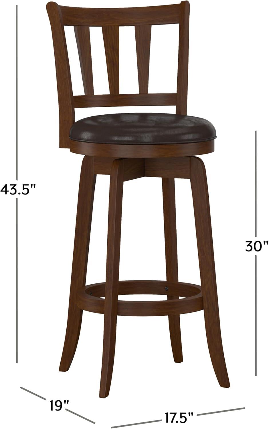 29.5" Presque Isle Swivel Barstool Cherry/Brown - Hillsdale Furniture: Padded High-Back with Footrest