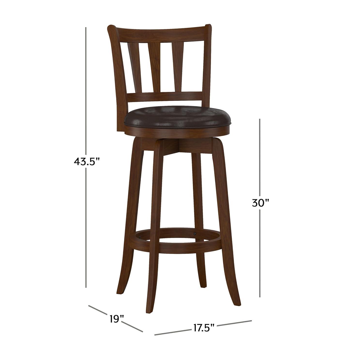 29.5" Presque Isle Swivel Barstool Cherry/Brown - Hillsdale Furniture: Padded High-Back with Footrest