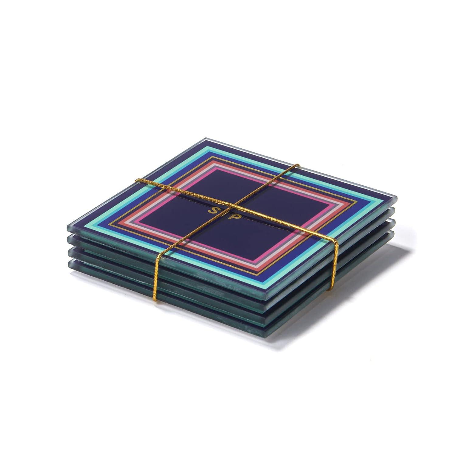 Glass Square 4 Piece Coaster Set