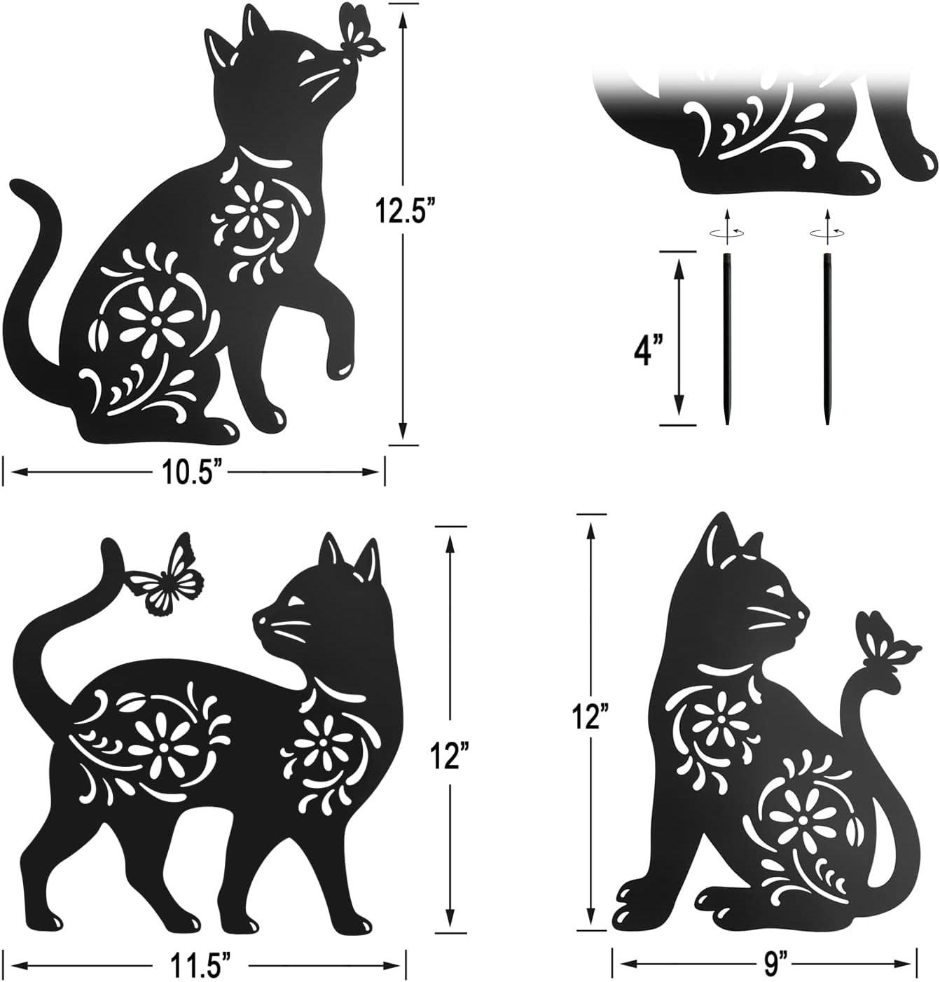 Garden Decor - Set of 3 Decorative Garden Stakes Black Cat Silhouette Stake for Yard, Spring Decor Lawn Decorations