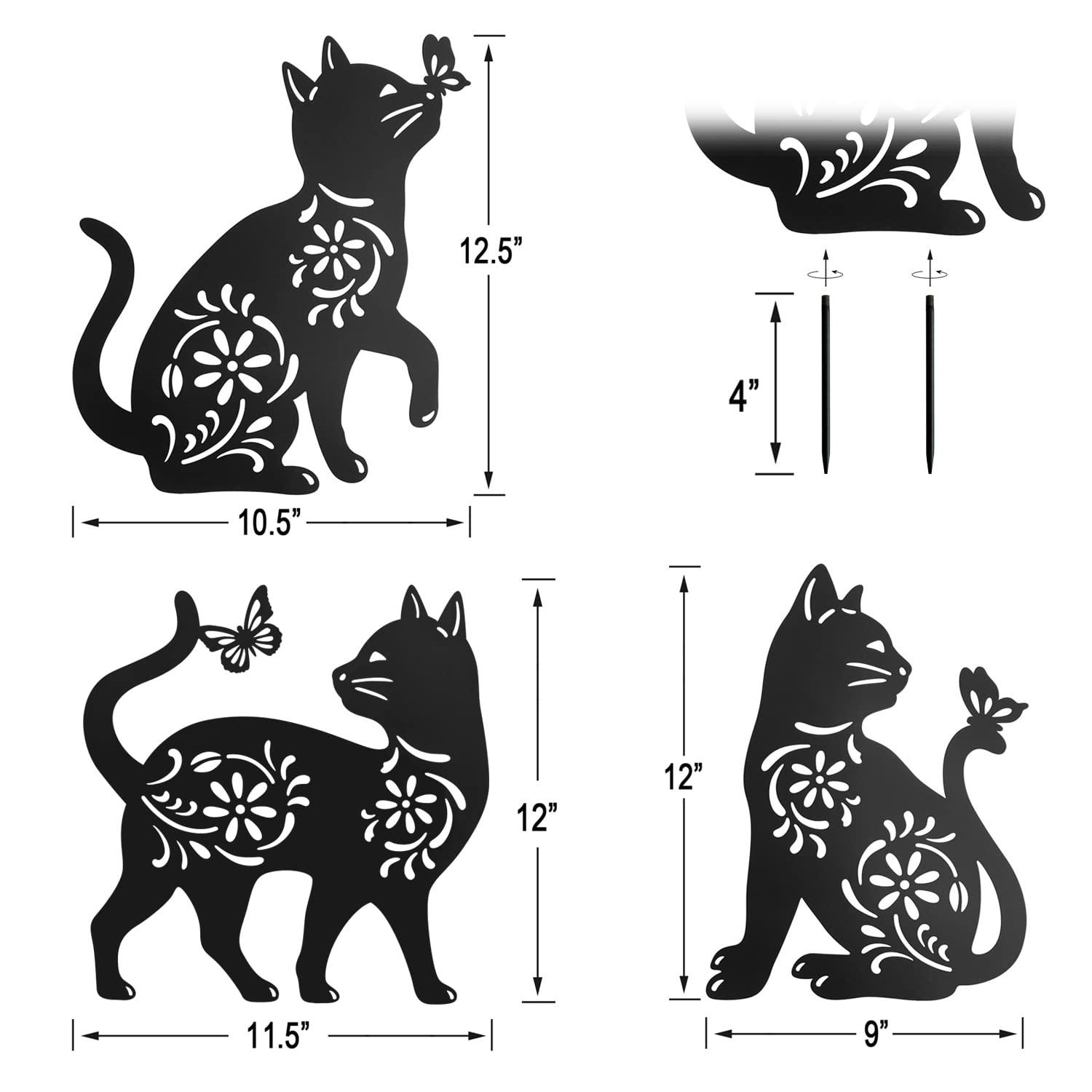 Garden Decor - Set of 3 Decorative Garden Stakes Black Cat Silhouette Stake for Yard, Spring Decor Lawn Decorations