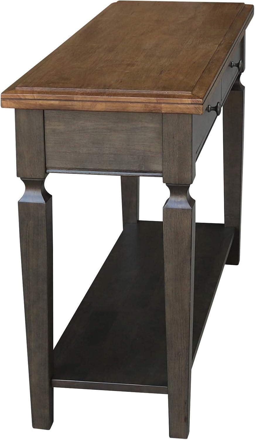 Vista 56'' Hickory and Washed Coal Wood Console Table with Storage