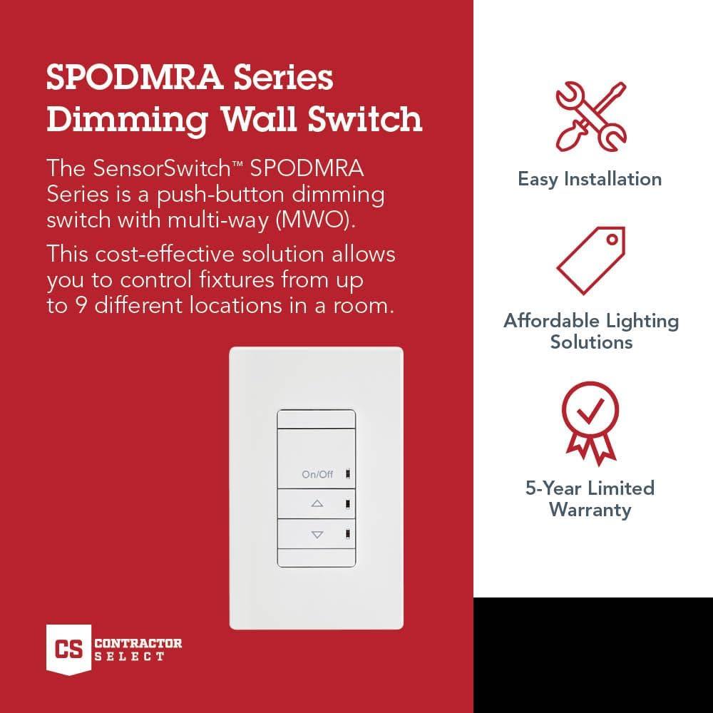 Lithonia Lighting Lighting Dimmer,3-Way Switch,120-277VAC SPODMRA MWO D WH