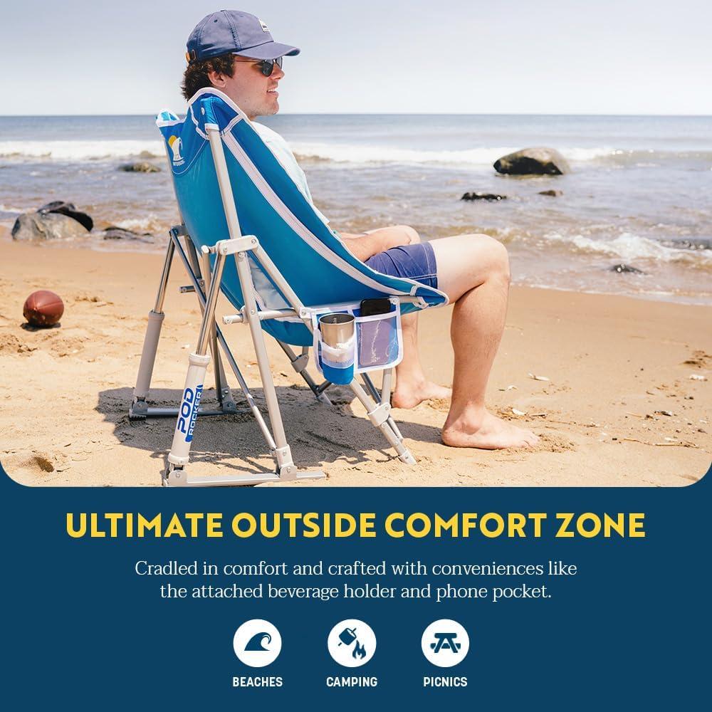 GCI Outdoor Pod Rocker Beach Chair, Saybrook Blue
