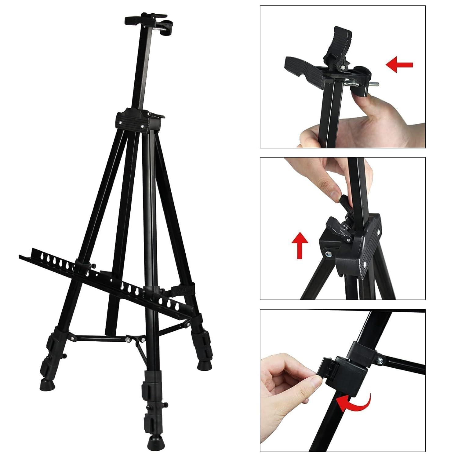 RRFTOK Art Painting Display Easel Stand,72Inches Portable Adjustable Metal Tripod with Artist Easels for Canvases Height from 22-72”for Table-Top/Floor Paint and Displaying,Black