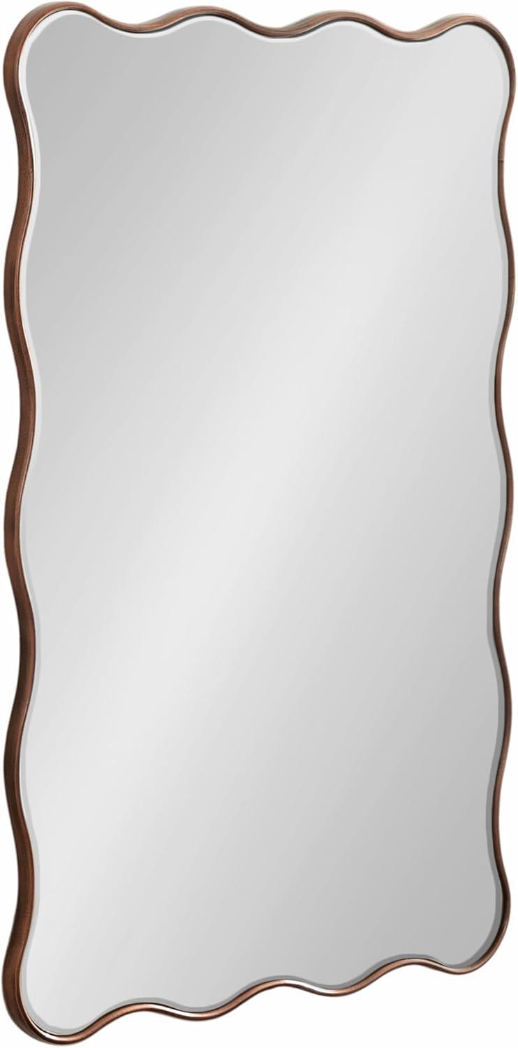 Kate and Laurel Viona Modern Scalloped Rectangle Mirror, 24 x 36, Bronze, Decorative Bathroom Mirror for Over Sink with Unique Rippled Edge for Wavy Wall Decor Accent