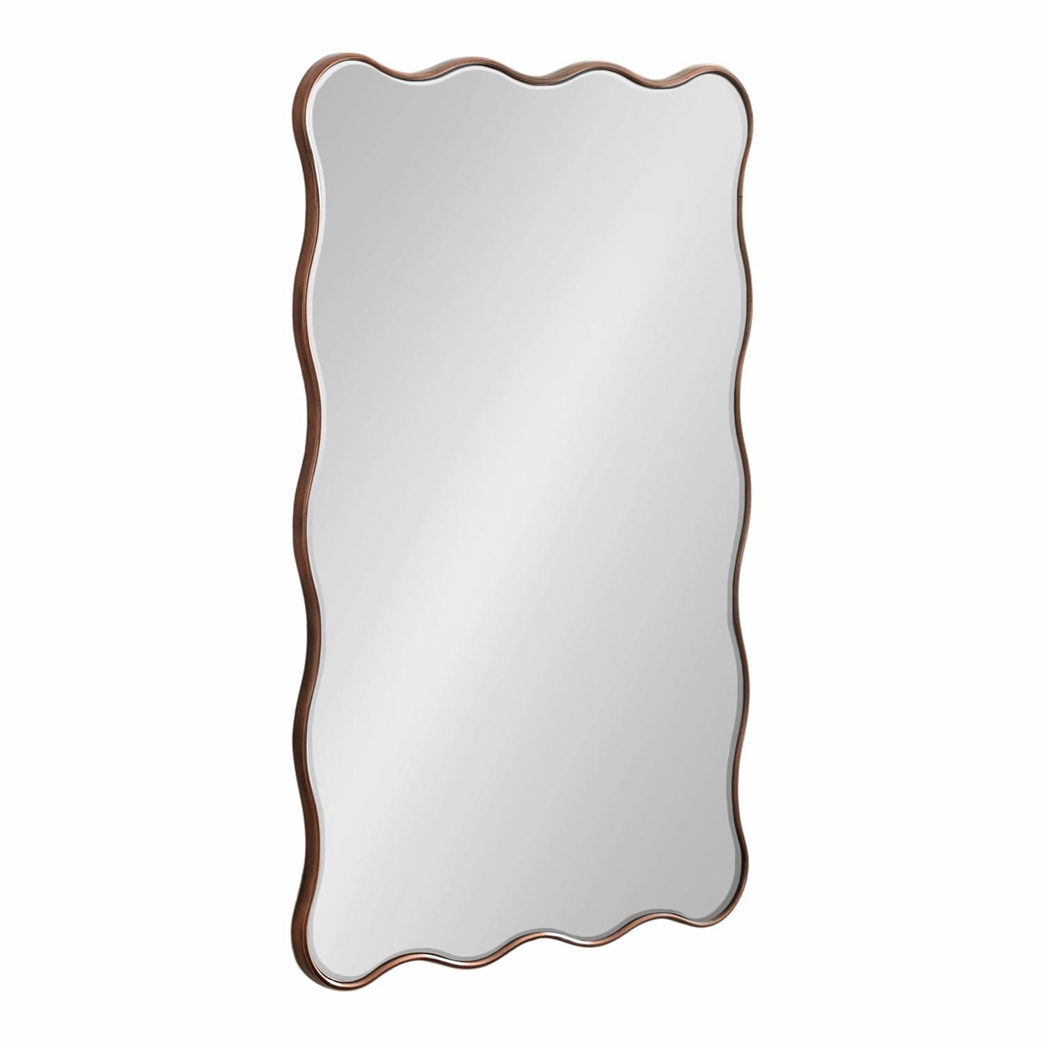 Kate and Laurel Viona Modern Scalloped Rectangle Mirror, 24 x 36, Bronze, Decorative Bathroom Mirror for Over Sink with Unique Rippled Edge for Wavy Wall Decor Accent