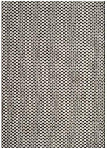 SAFAVIEH Courtyard Blair Geometric Indoor/Outdoor Area Rug, 2' x 3'7", Black/Light Grey
