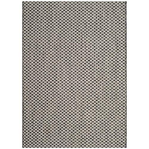 SAFAVIEH Courtyard Blair Geometric Indoor/Outdoor Area Rug, 2' x 3'7", Black/Light Grey