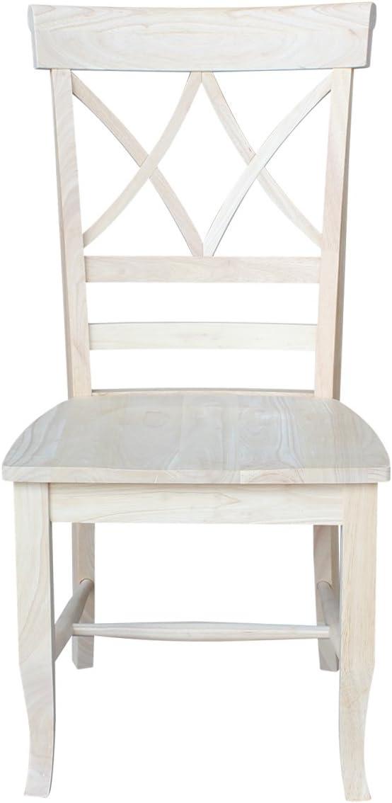 Set of Two White Wood Lattice Dining Chairs