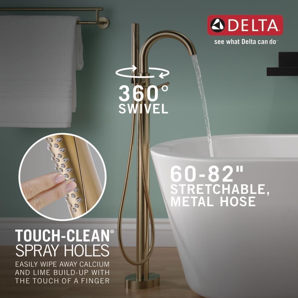 Champagne Bronze Floor Mounted Tub Filler with Handshower