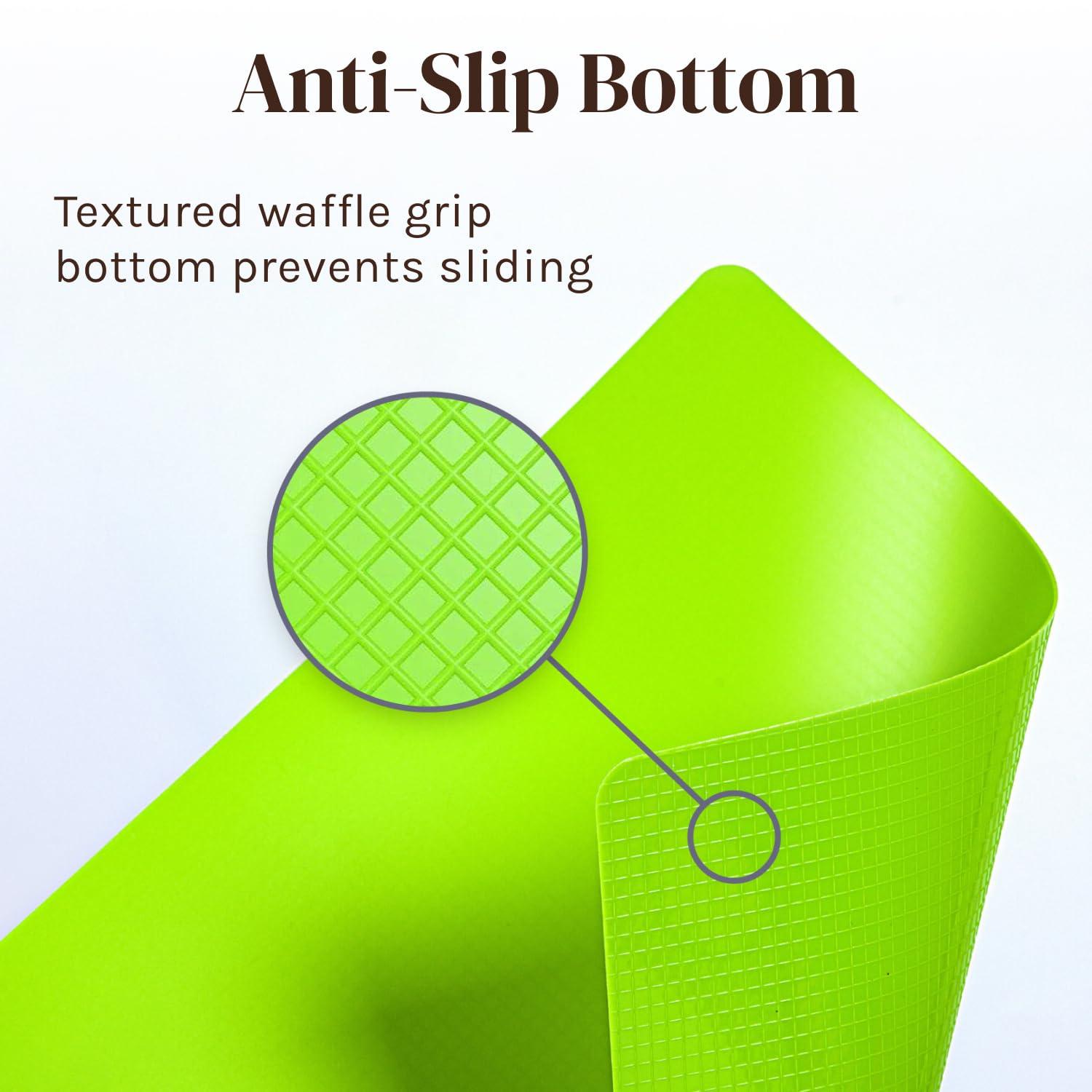 Tabla de Cortar de Madera de Bambú Fácil de Limpiar con Juego de 6 Tapetes de Corte Flexibles Codificados por Colores con Iconos de Comida - Juego de Tabla de Cortar