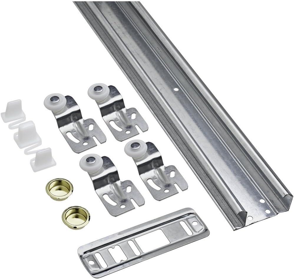 Galvanized Steel By-Pass Door Hardware Set, 48-Inches