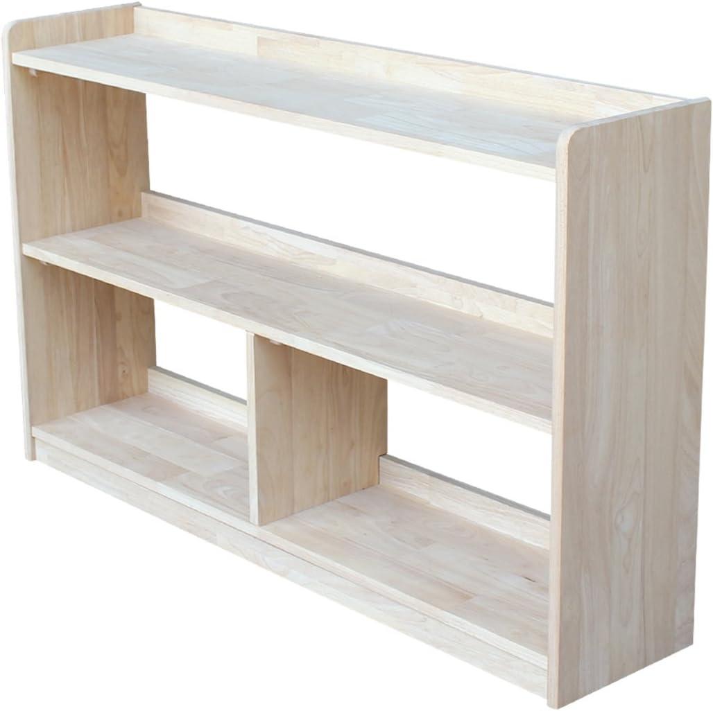 International Concepts 30" Abby Divided Bookshelf Unfinished : Farmhouse Style, 4-Tier, Hardwood, Metal Hardware