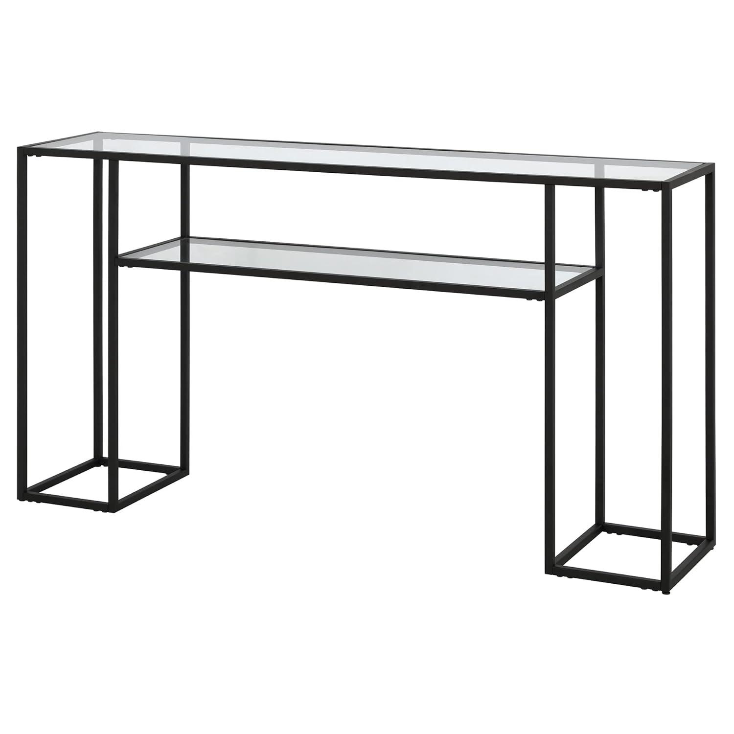 Evelyn&Zoe Marilyn 55" Wide Rectangular Console Table, Blackened Bronze