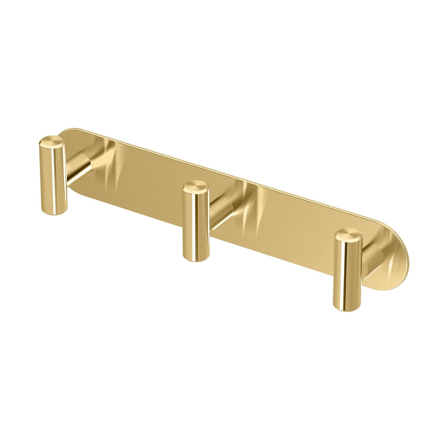 Gatco 1292B Modern Decor Wall Hook. Coat Hat Towel Robe. for Entryway, Living, Kitchen, Bathroom, Bedroom.3-Hook, Sturdy Premium Brass.