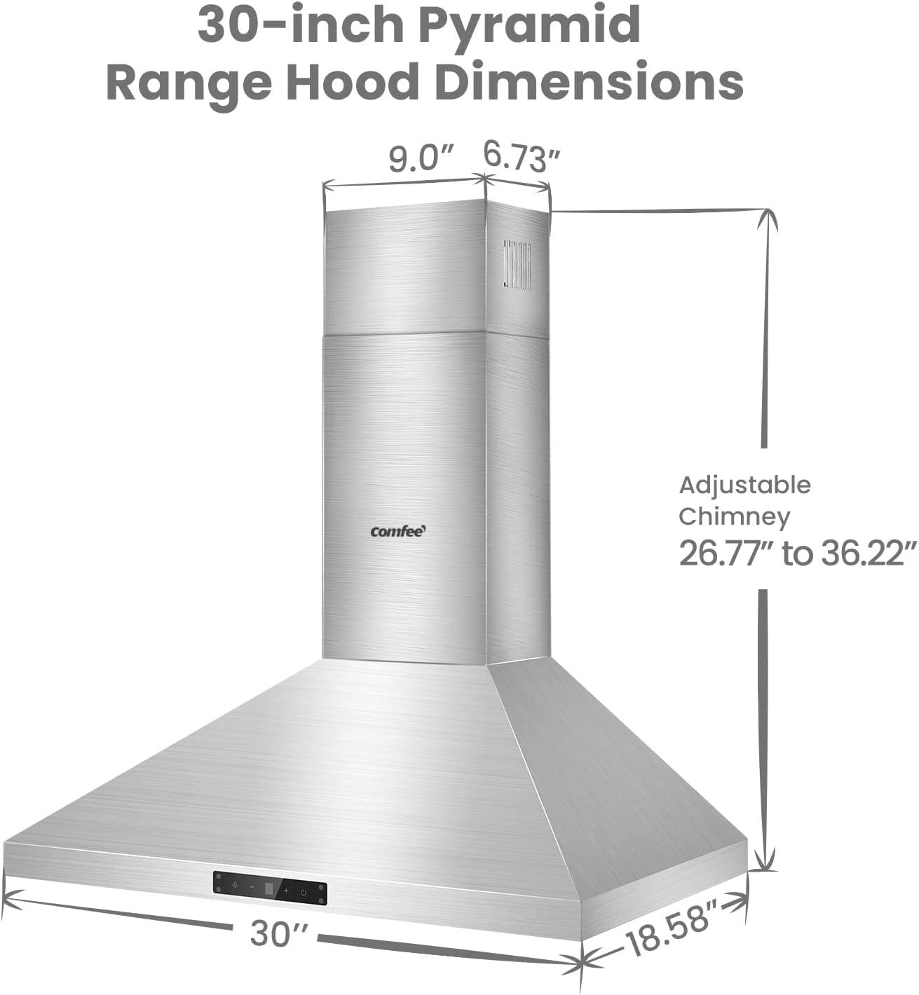 30-Inch Stainless Steel Convertible Wall Mounted Range Hood