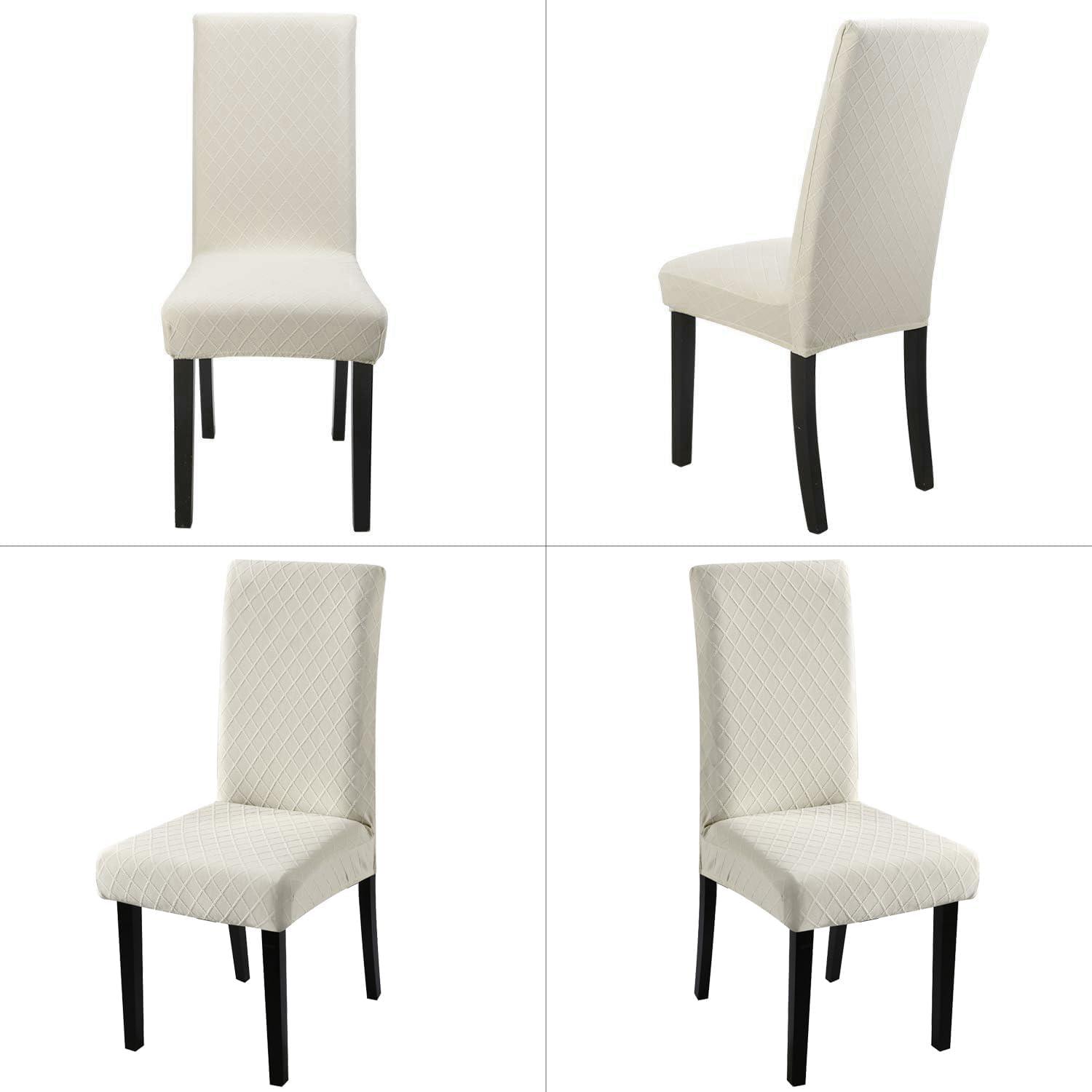 YISUN Dining Chair Covers, Stretch Spandex Chair Seat Cover Removable Washable Parson Chair Cover Kitchen Chair Protector Slipcovers (Beige Light, 6)