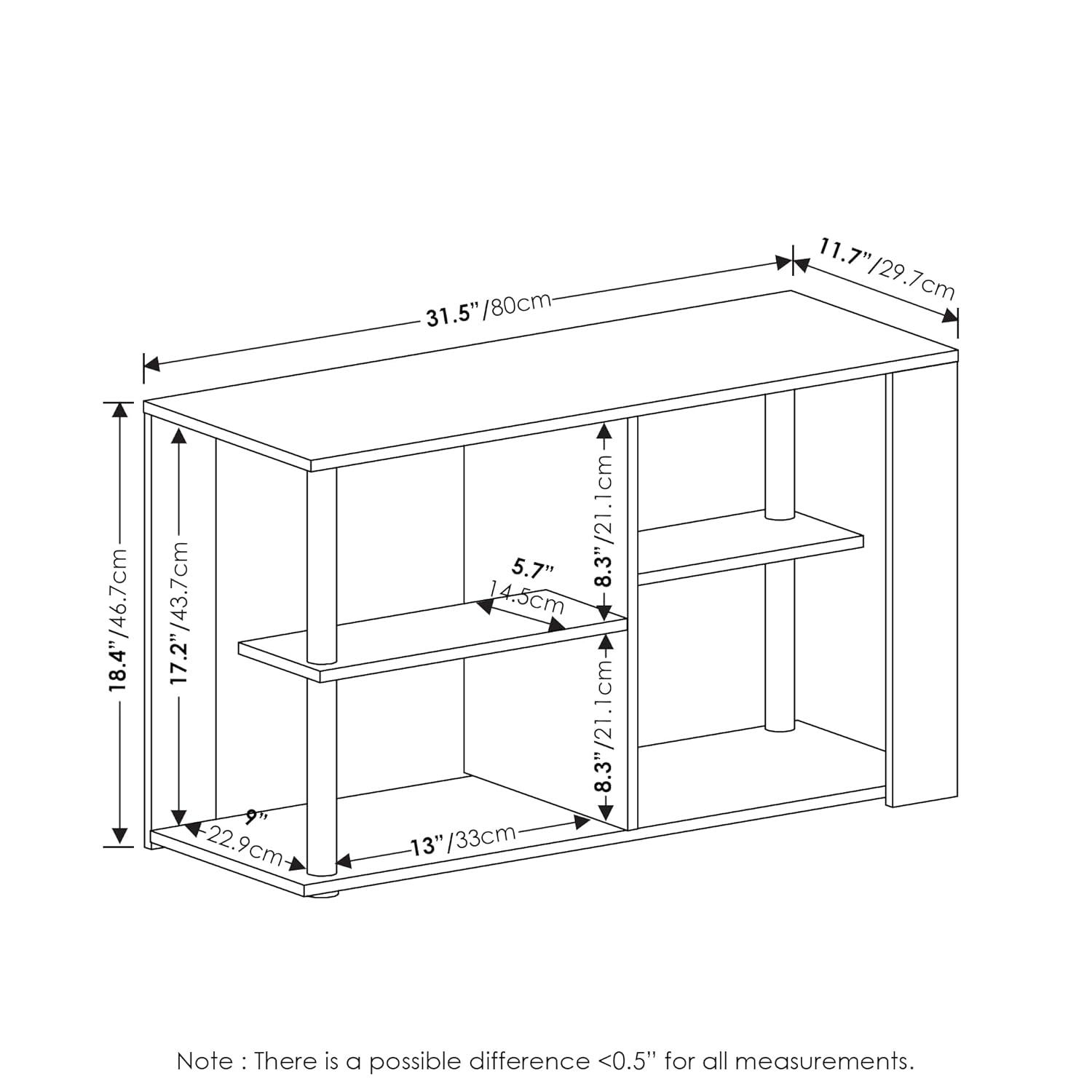 Romain Mesa de Centro Estrecha con Estantes, Espresso y Negro