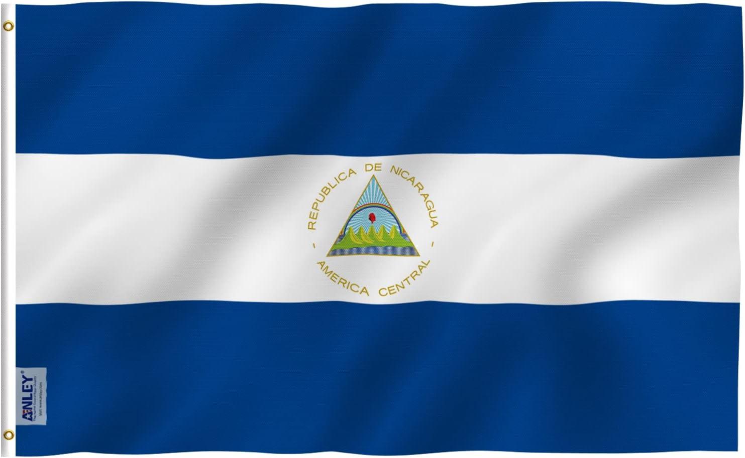 Nicaragua National Flag 3x5 Feet Polyester with Brass Grommets