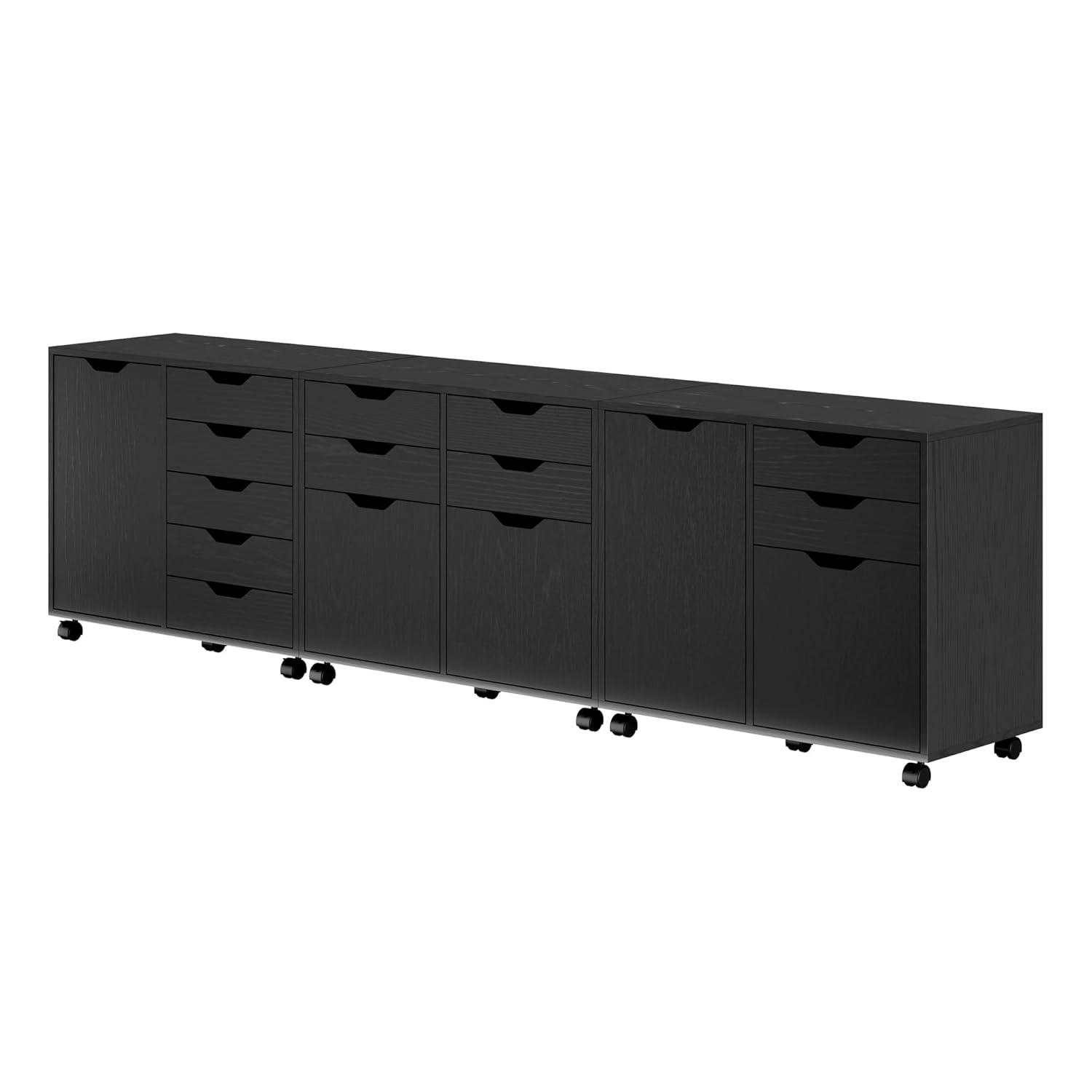 Winsome Wood Halifax 3-Pc Cabinet Set with File Drawer, Black Finish