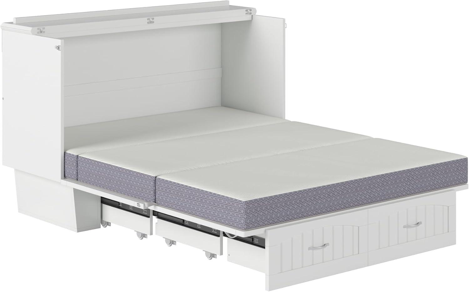 Queen Nantucket Murphy Bed Chest USB Turbo Charger White - AFI