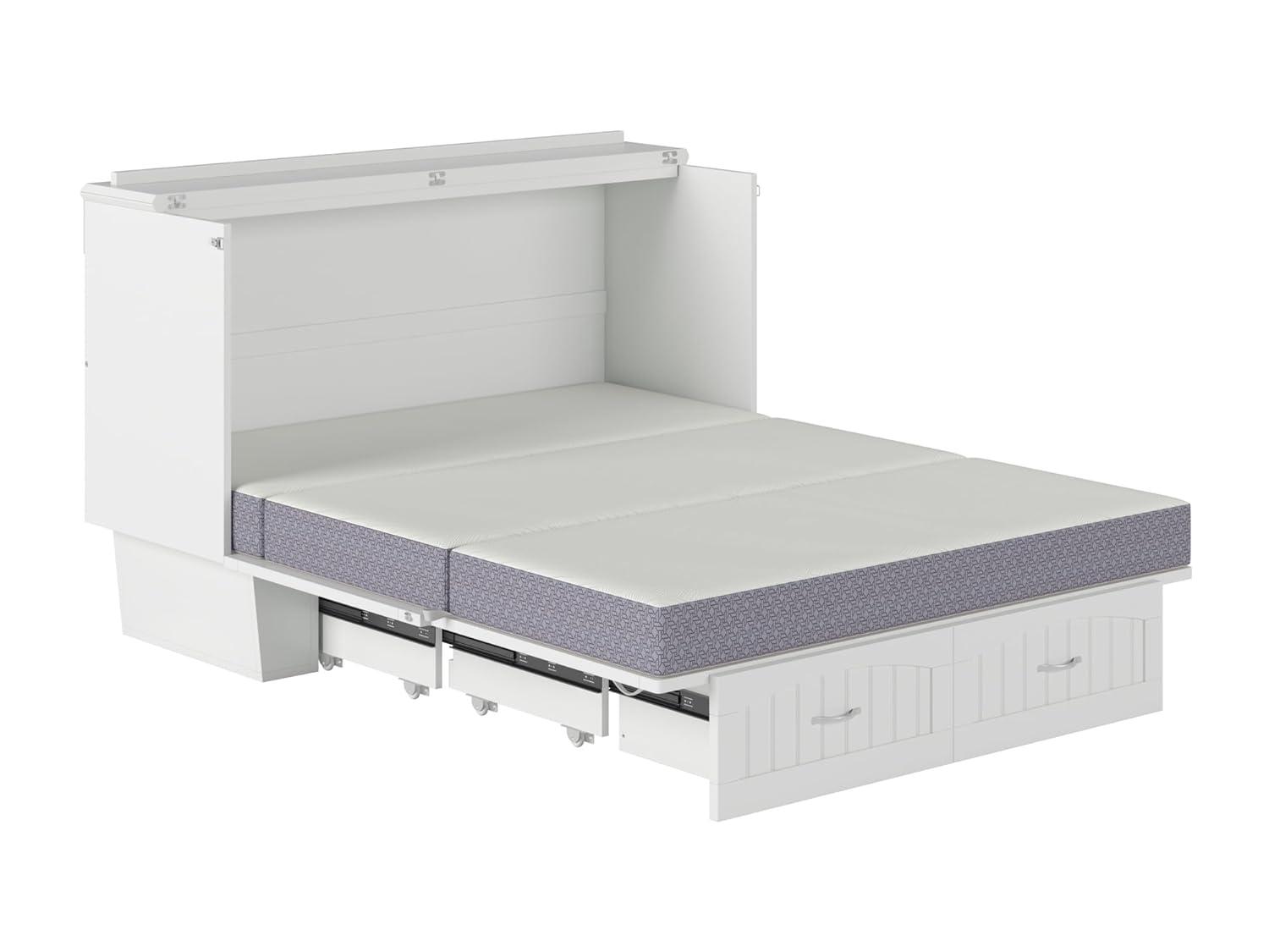 Queen Nantucket Murphy Bed Chest USB Turbo Charger White - AFI