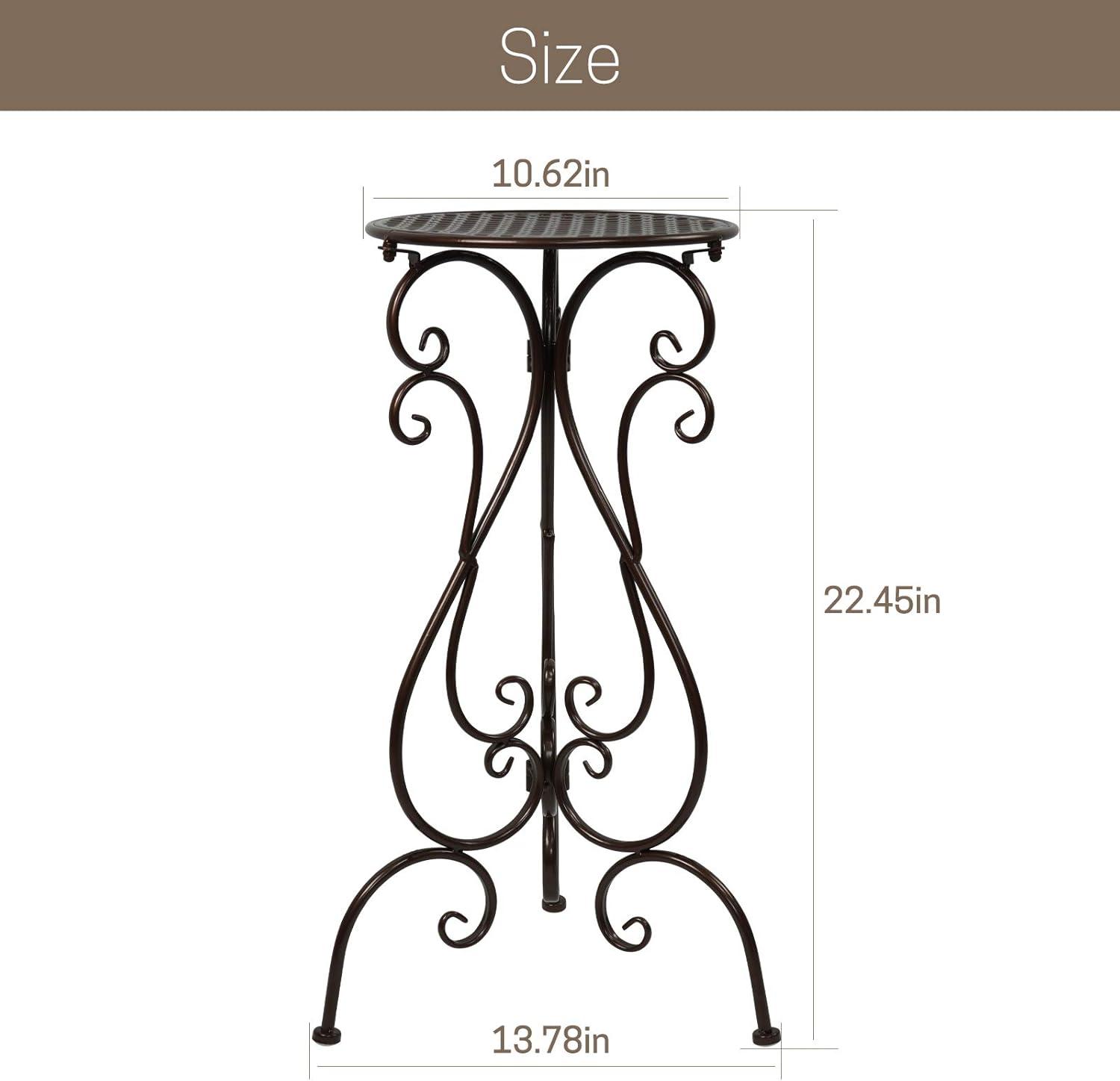 22.5" Tall Brown Wrought Iron Plant Stands, Set of 2