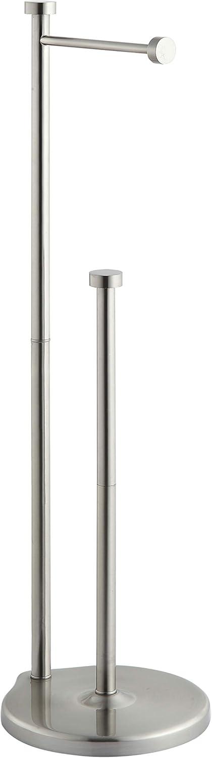 Brushed Nickel Free Standing Toilet Paper Holder with Reserve