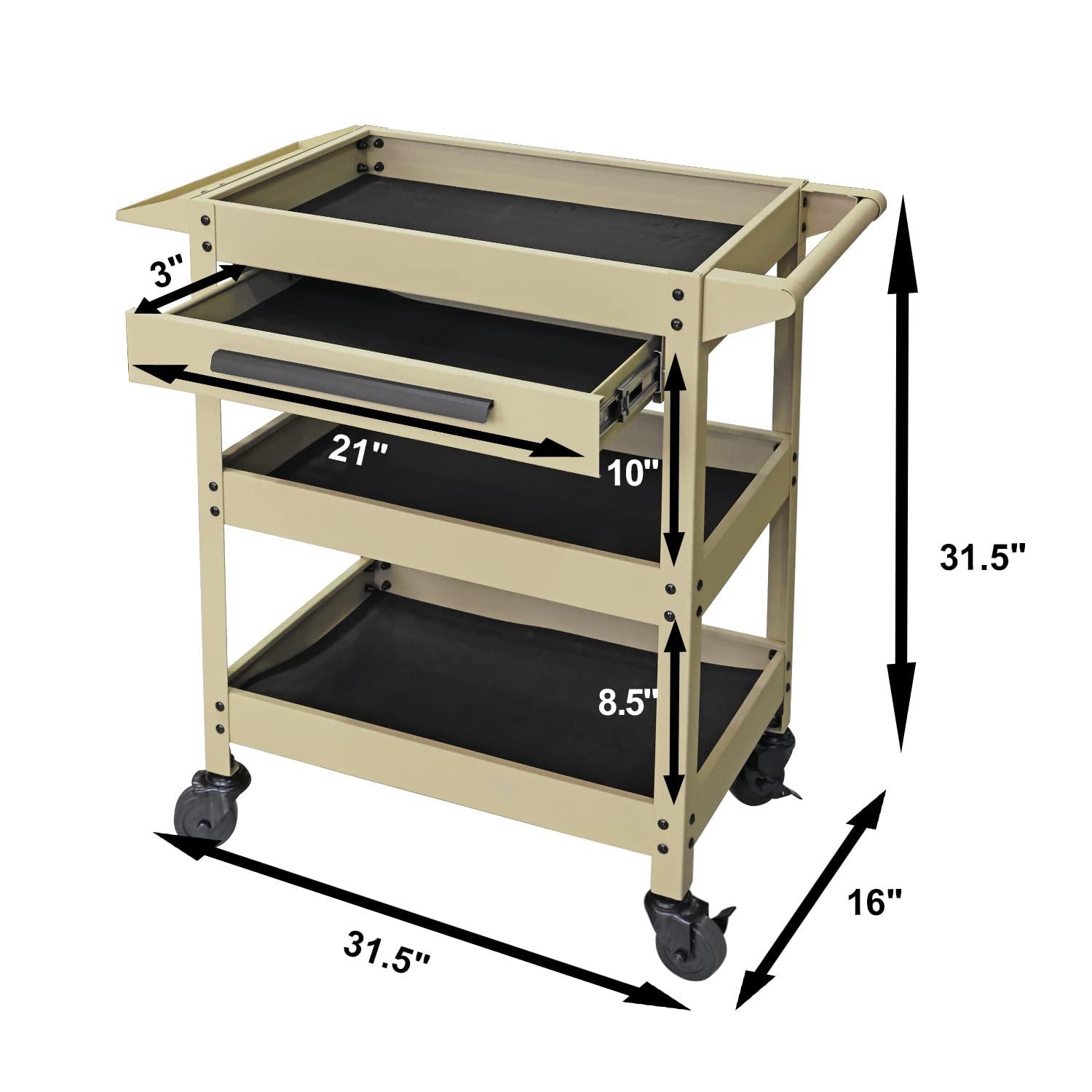 GSTANDARD APTB311Y Torin 3 Layer Rolling Tool Cart: Multifunction Utility Cart with One Slide Drawer and Service Cart for Home, Garage, Kitchen, Office or Cafe, Yellow