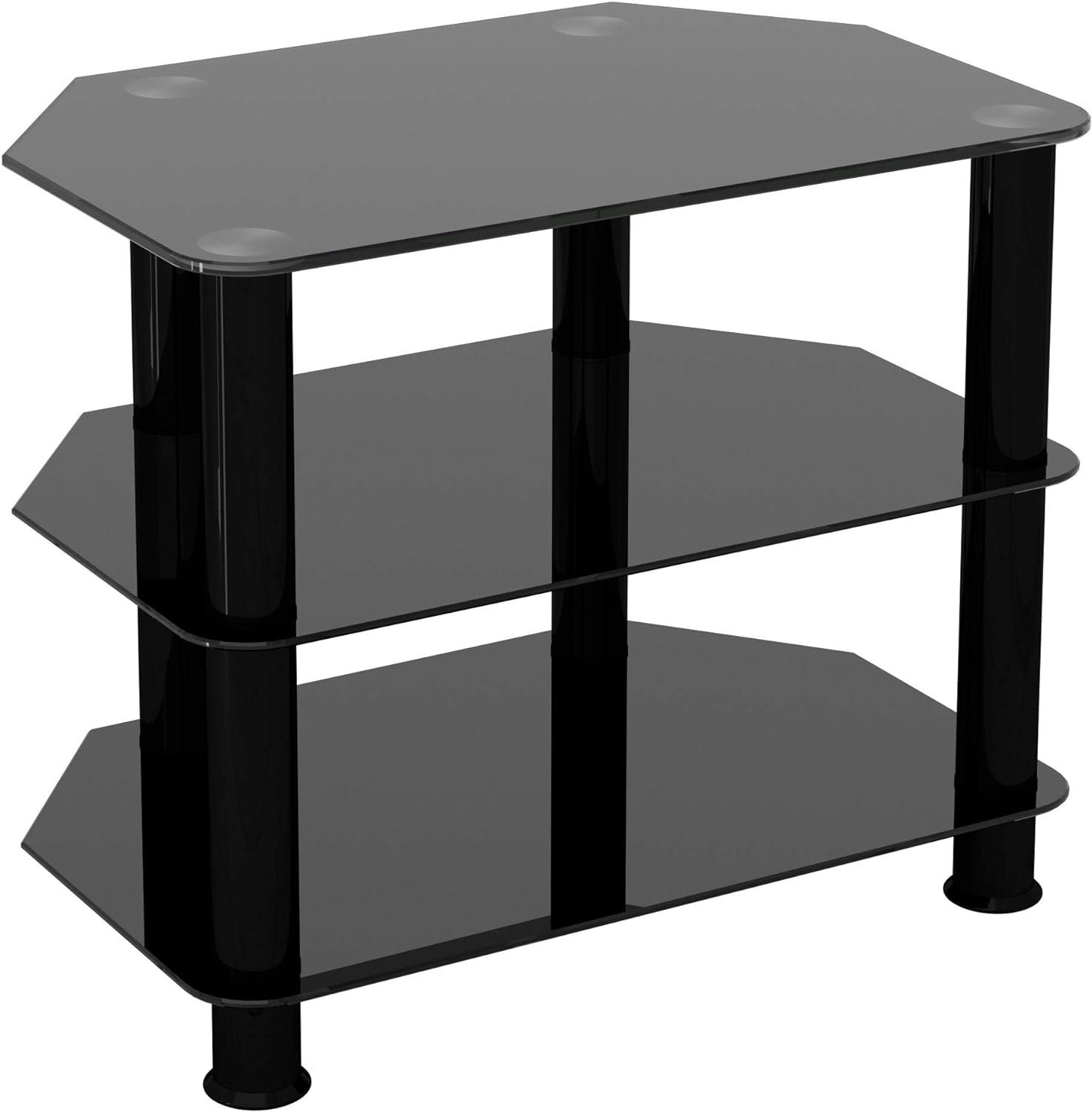 Modern Black Glass Corner TV Stand for up to 32-inch TVs