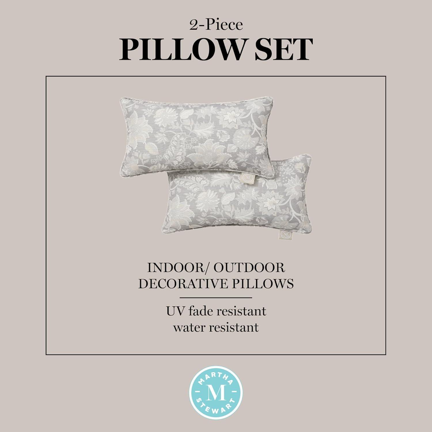Martha Stewart MARTHA STEWART Distressed Jacobean Indoor Outdoor Lumbar Pillow 2-Pack Set, 18" (Set of 2)