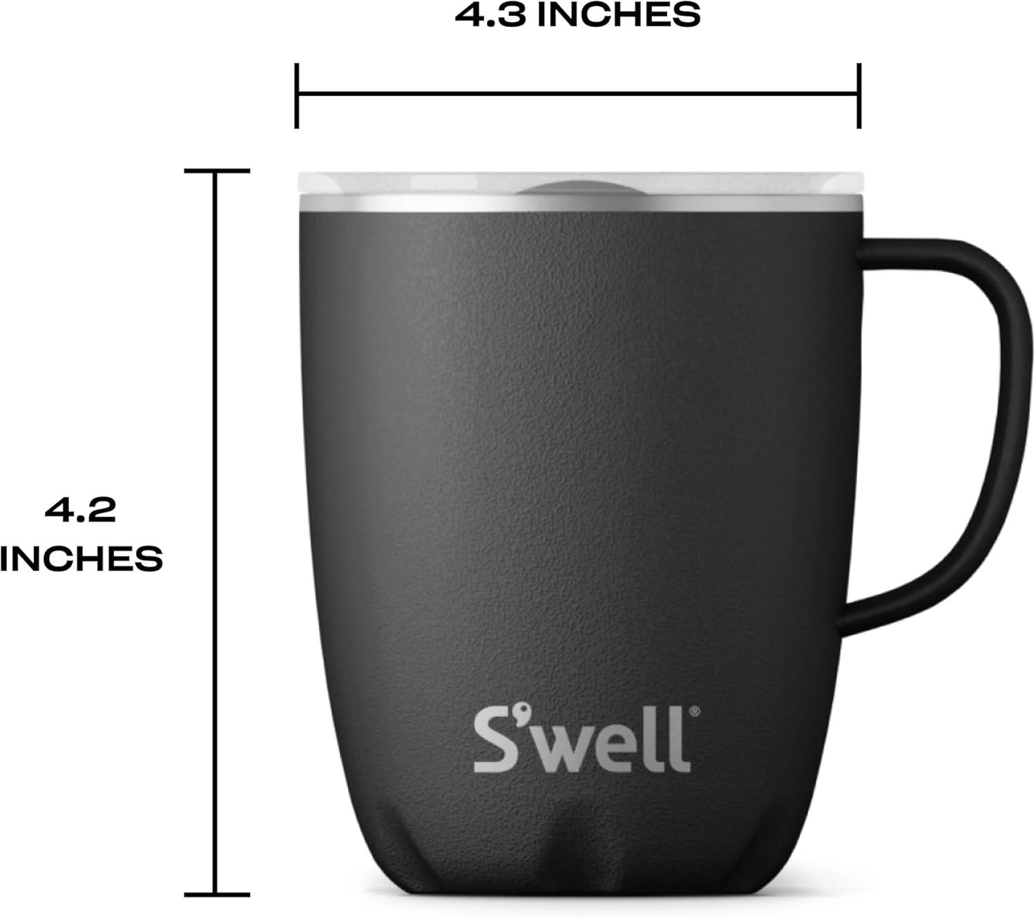 Onyx Black Stainless Steel 12oz Travel Mug with Handle