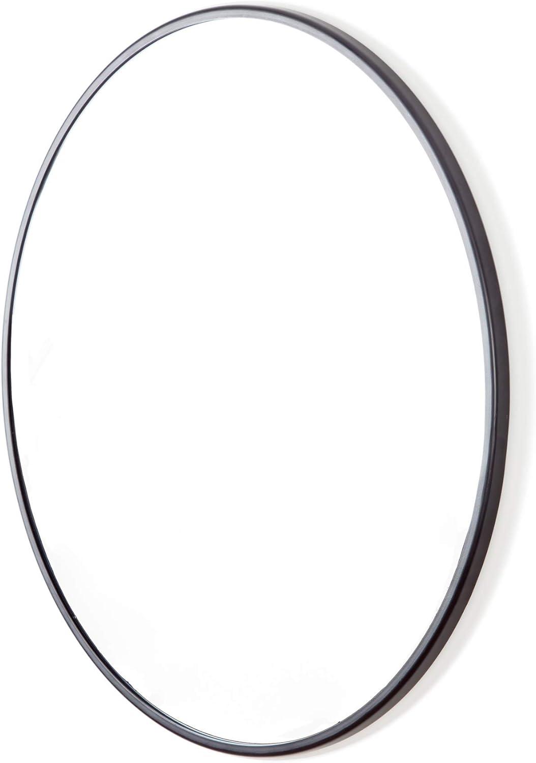 Adelina Modern Black Metal Framed 30" Round Wall Mirror