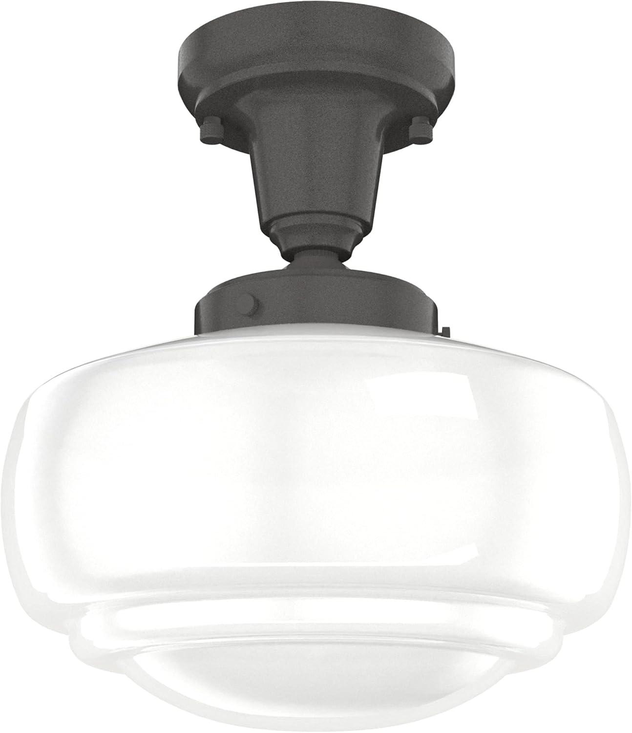 19188-Hunter Fans-Saddle Creek 1-Light Mini Pendant In Transitional Style-7.75 Inches Tall and 10 Inches Wide-Noble Bronze Finish-Cased White Glass