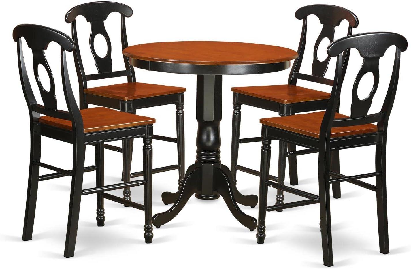 Counter Height Table & 4 Kitchen Dining Chairs, Black Finish