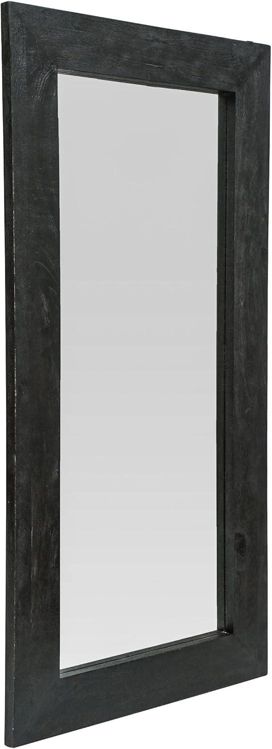 GDF Studio Ramsay Rustic Handmade Mango Wood Full Length Leaning Floor Mirror, Black