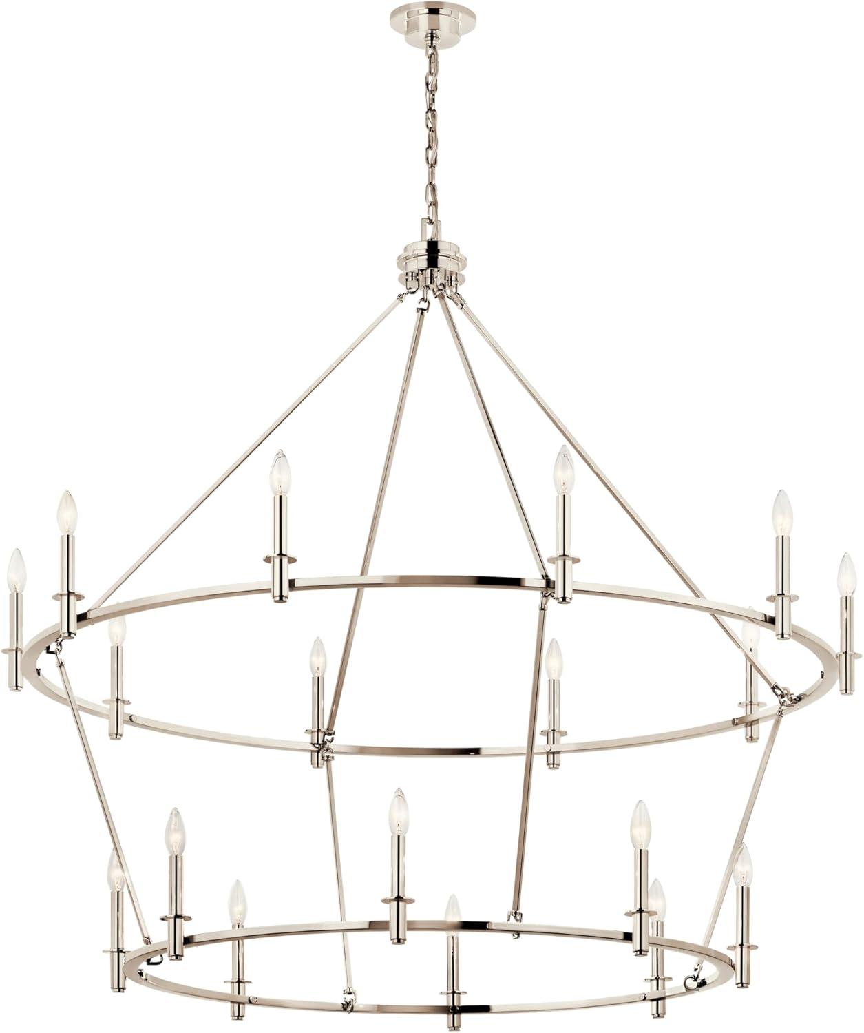 Polished Nickel 18-Light 2-Tier Candle Chandelier