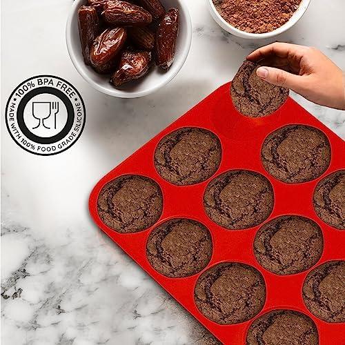 RUseeN Silicone Muffin Pan 2 Pack - 12 Cups Regular Silicone Cupcake Pan, Non-stick Silicone Great for Making Muffin Cakes, Tart, Bread - BPA Free and Dishwasher Safe