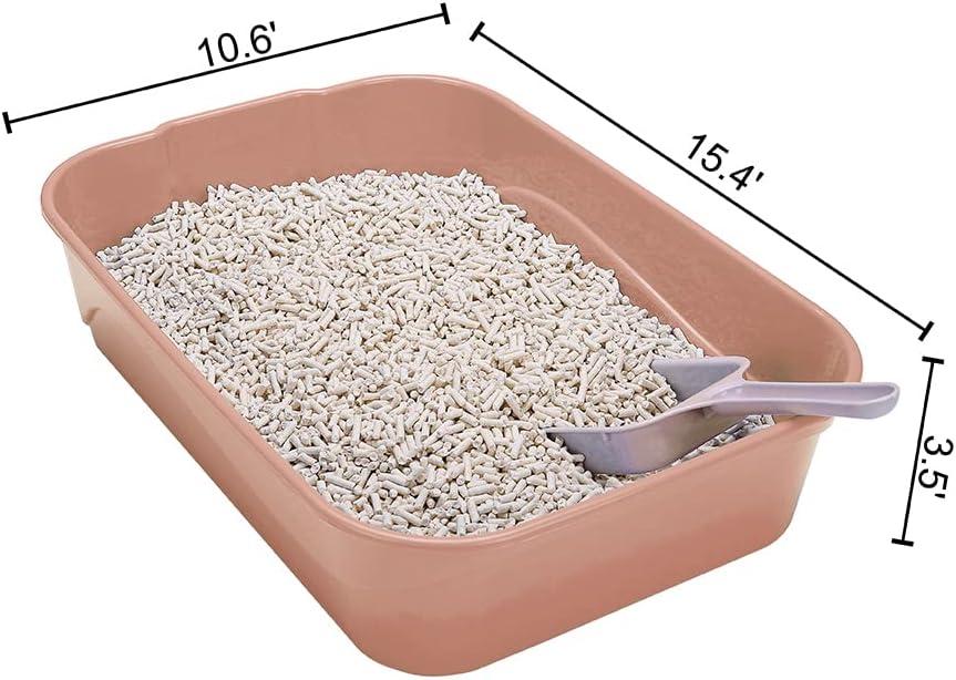 Kitty Litter Box Starter Kit - Small Cat Litter Pan Without Lid, Litter Mat, Scoop and Bowl for Kitten Within 3 Months