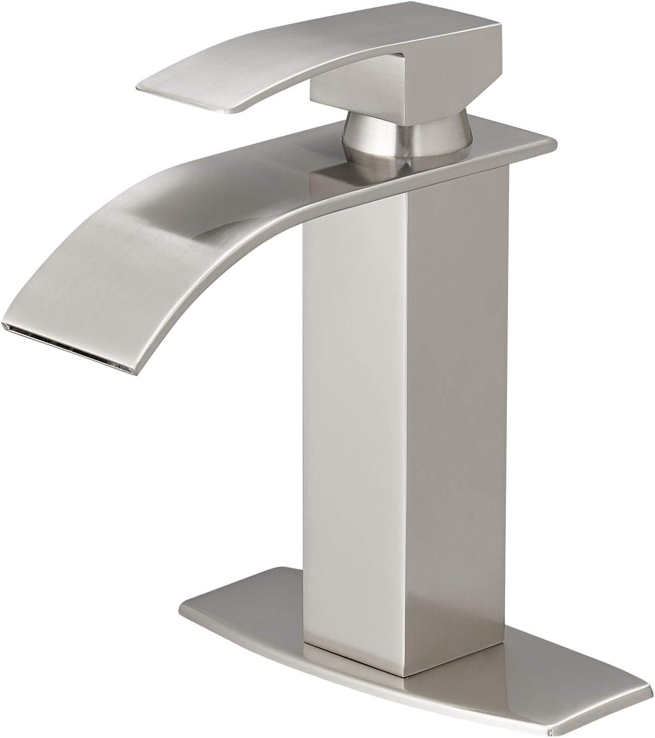 Brushed Nickel Single Handle Waterfall Bathroom Faucet