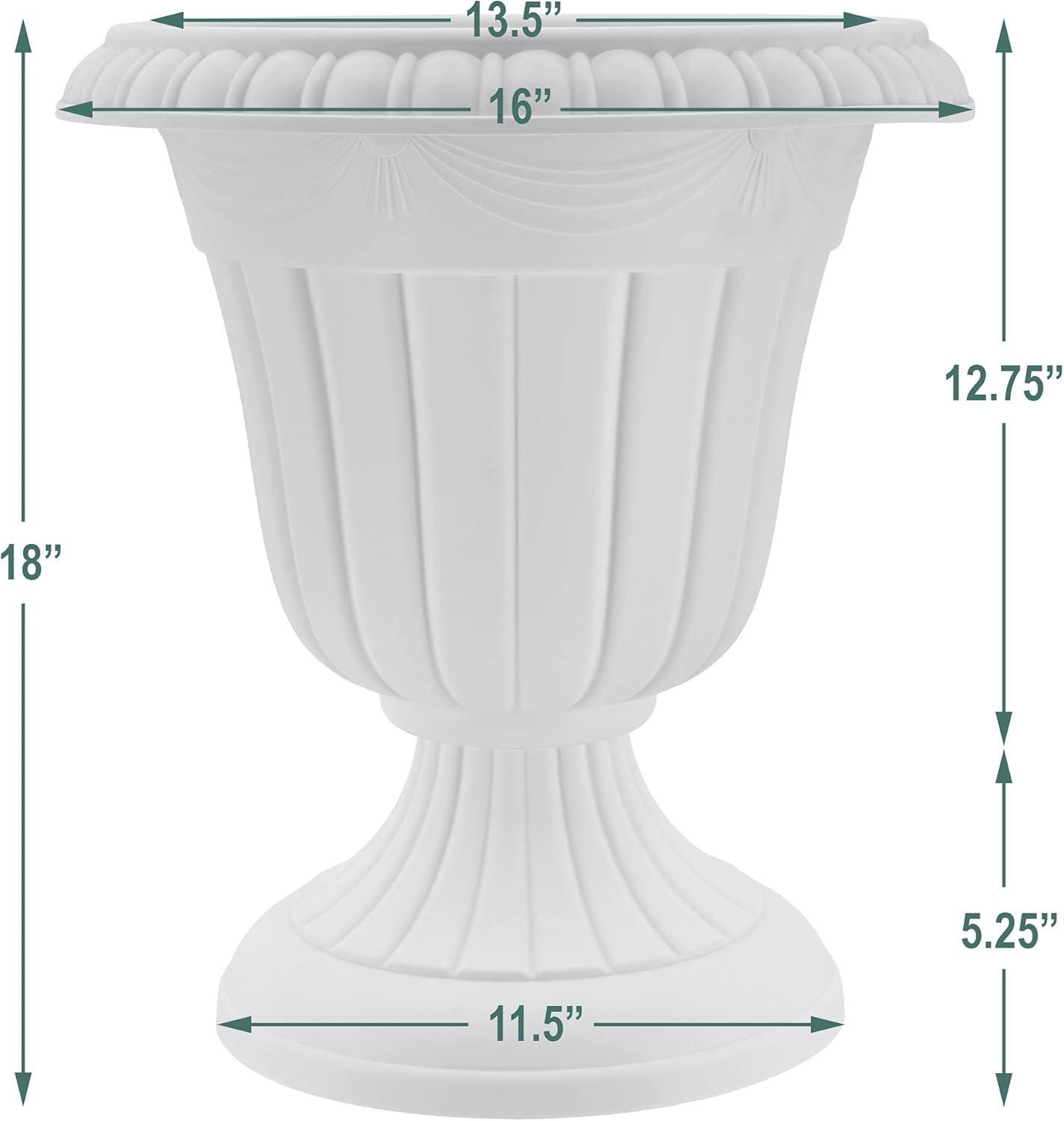 Traditional Gray Plastic Urn Planter for Indoor/Outdoor Use