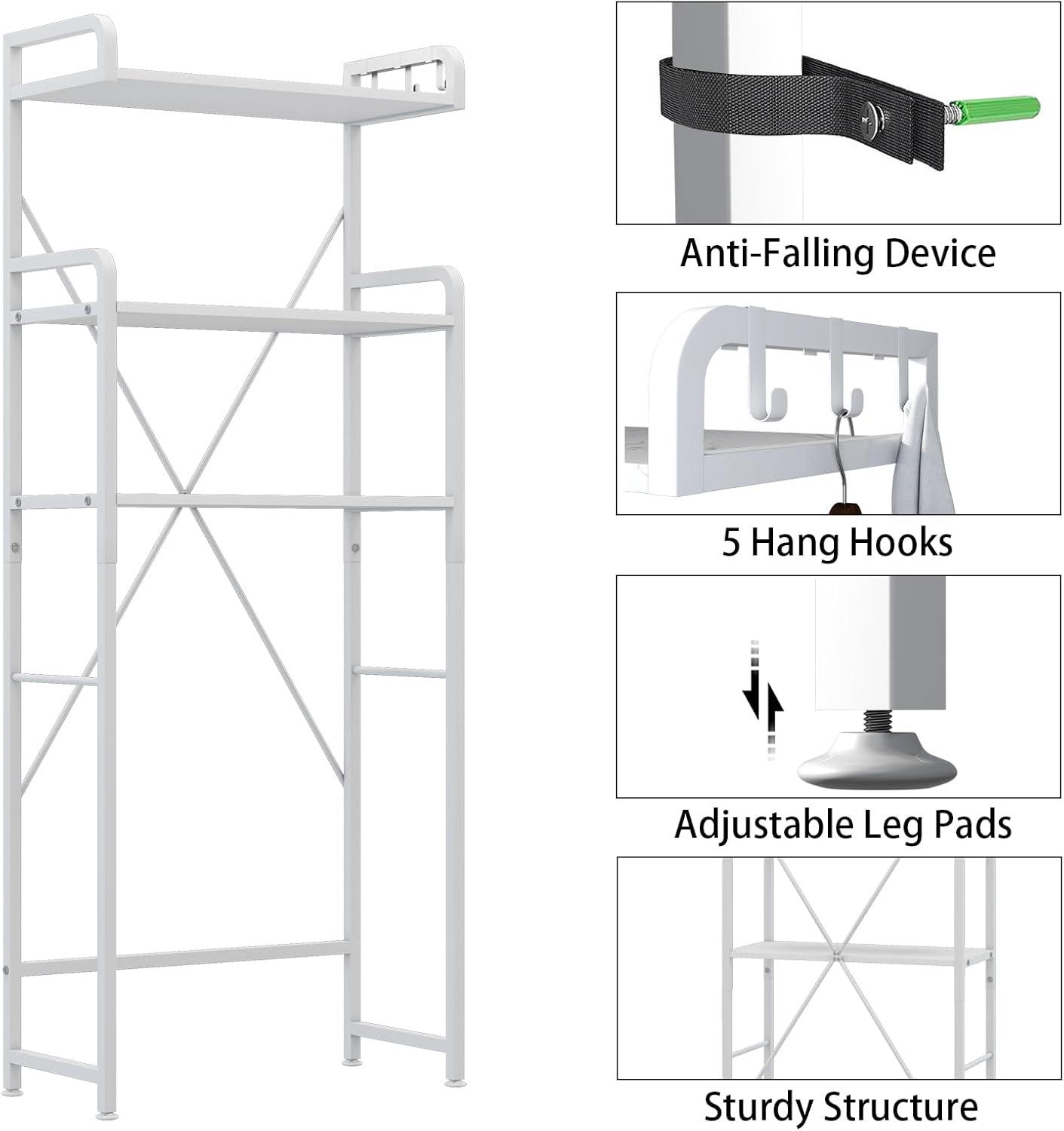 White Metal and Particleboard Over-the-Toilet Storage Rack