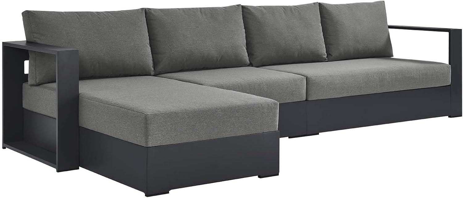 Gray Charcoal Aluminum Outdoor Sectional Sofa with Weather-Resistant Cushions