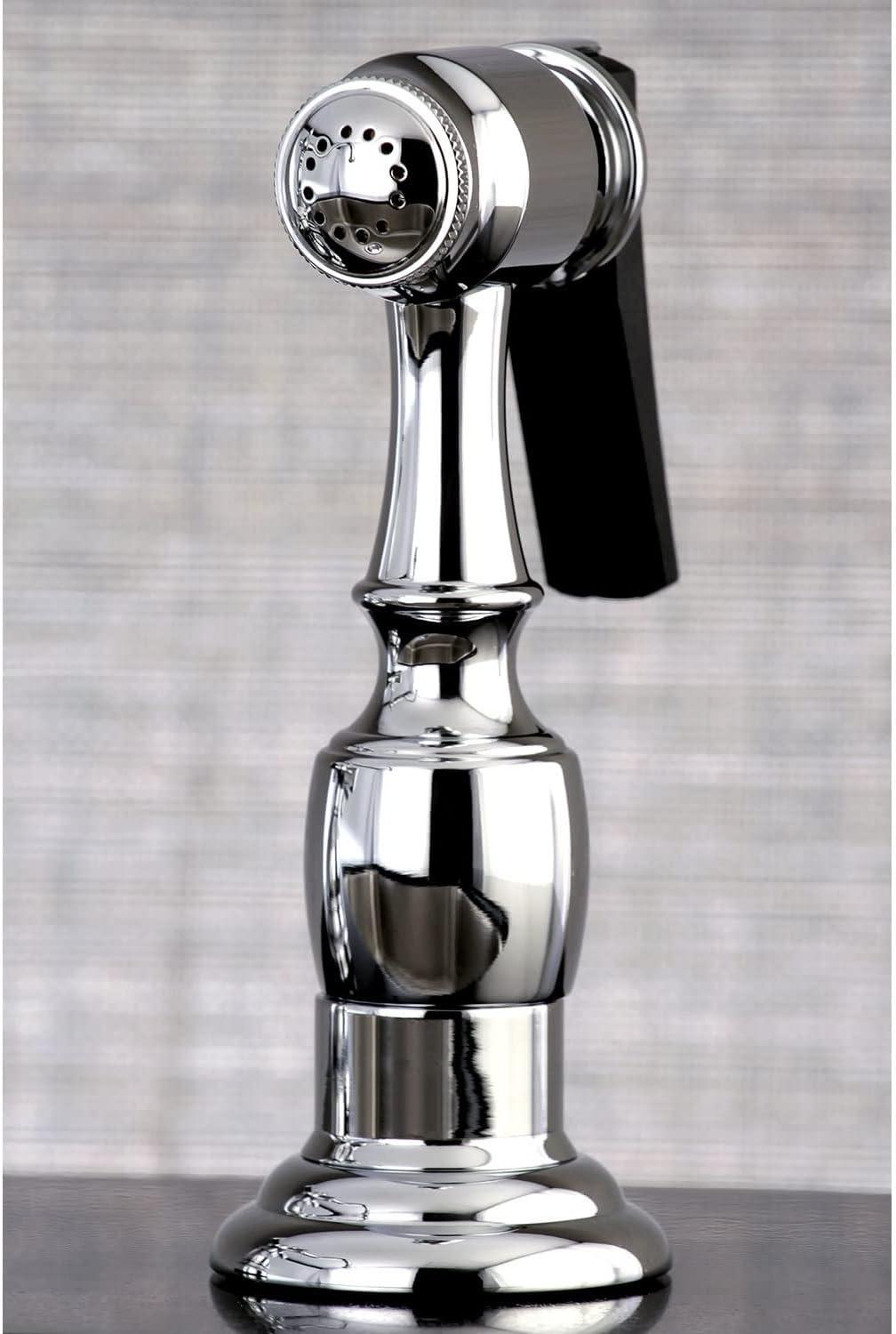 Kingston Brass Wilshire Two-Handle 4-Hole 8" Centerset Kitchen Faucet with Brass Side Sprayer