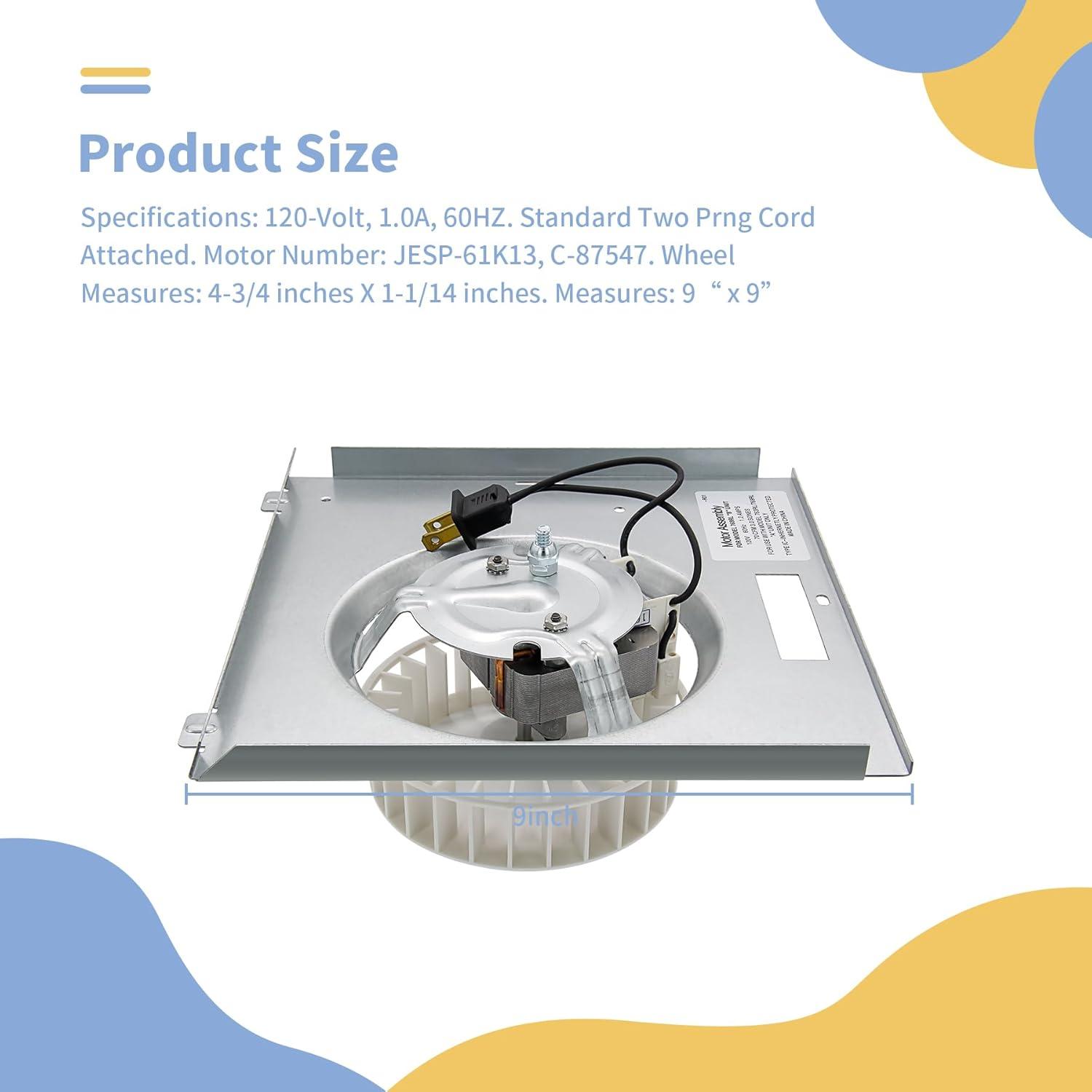 S0504B000 Bathroom Fan Motor Assembly Compatible with Bro-an Nutone 769RL for B Unit, Repalce Models 757, 769RFT-R01, 769RL, 769RL-R01 and VF707RCN. 765RL