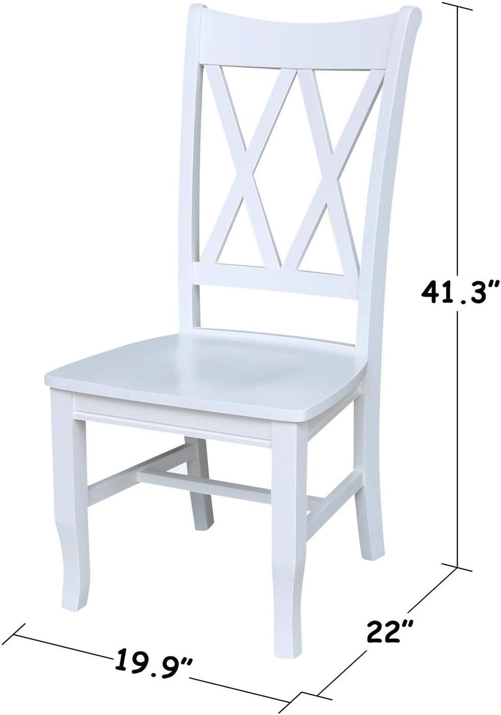 International Concepts Set of 2 Jeremy Double Dining Chairs White: Hardwood Frame, Modern Style, 250lb Capacity