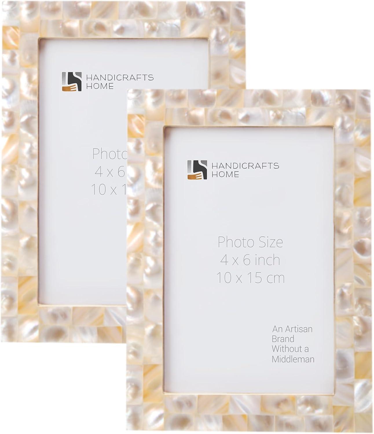 4x6 White Mother of Pearl Tabletop and Wall Picture Frame